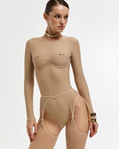 Боді Daphne Long Sleeve Beige Gold БОДІ-112-XXS-BEIGE-GOLD фото